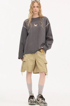 Khaki Washed Pocket Shorts
