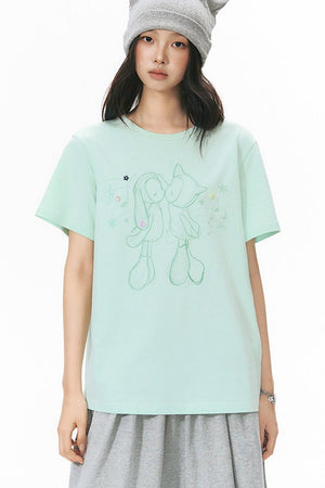 Kiss Print Short Sleeve Blouse