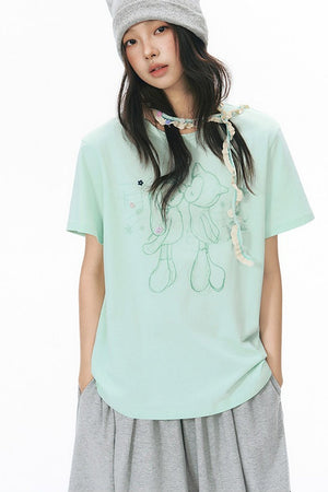 Kiss Print Short Sleeve Blouse