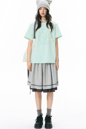 Kiss Print Short Sleeve Blouse