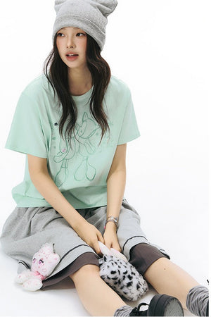 Kiss Print Short Sleeve Blouse
