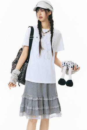 Kiss Print Short Sleeve Blouse