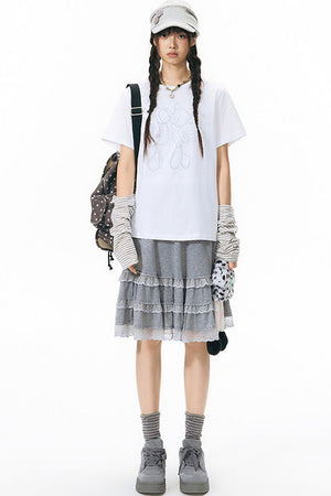 Kiss Print Short Sleeve Blouse