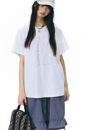 Kiss Print Short Sleeve Blouse