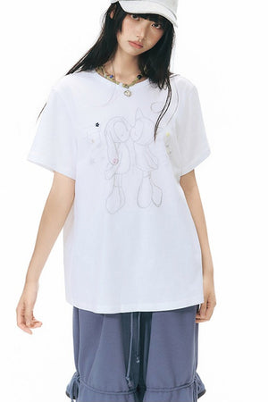 Kiss Print Short Sleeve Blouse