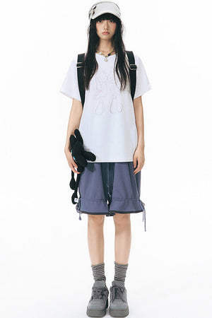 Kiss Print Short Sleeve Blouse