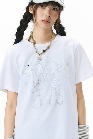 Kiss Print Short Sleeve Blouse