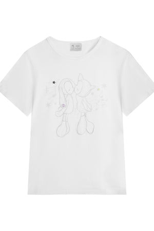 Kiss Print Short Sleeve Blouse