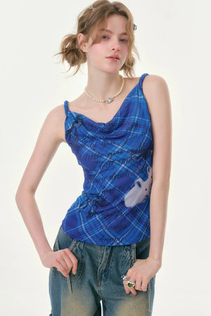 Klein Blue Plaid Swing Top