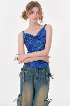 Klein Blue Plaid Swing Top