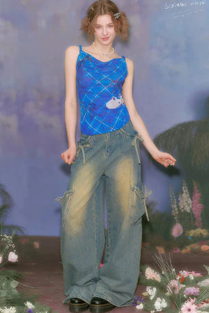 Klein Blue Plaid Swing Top