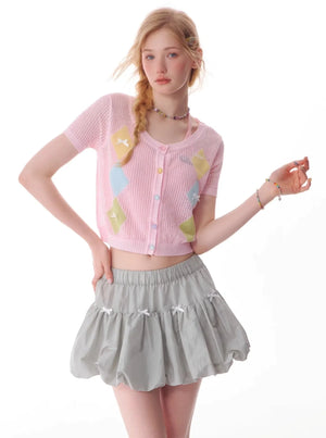 Knit Bow Trim T-Shirt