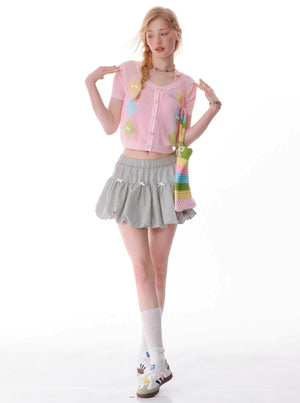 Knit Bow Trim T-Shirt