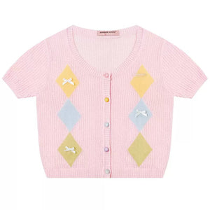 Knit Bow Trim T-Shirt