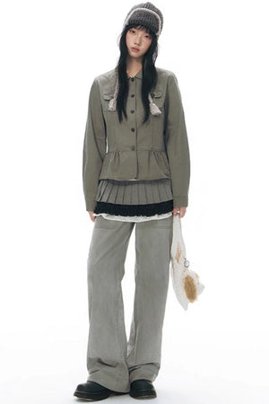 Knit Button Hem Pants