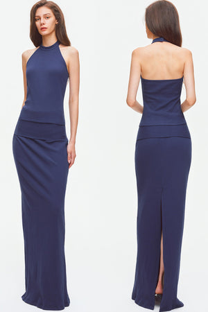 Knit Halter Top and Long Skirt Set-Up