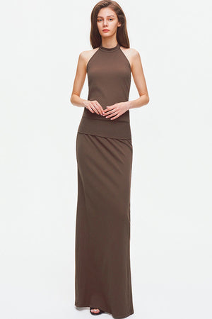 Knit Halter Top and Long Skirt Set-Up