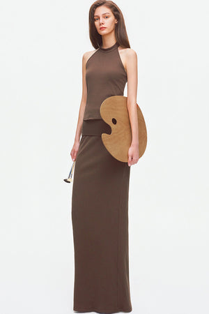 Knit Halter Top and Long Skirt Set-Up