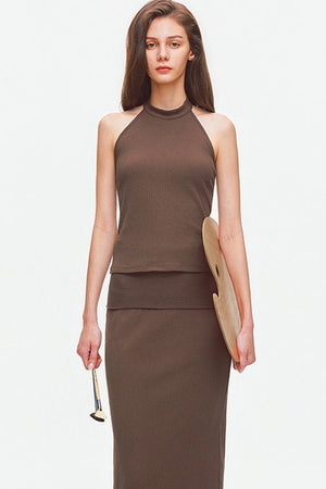 Knit Halter Top and Long Skirt Set-Up
