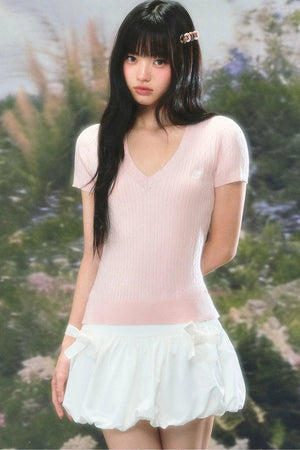 Knit V Neck Summer Top Set-Up