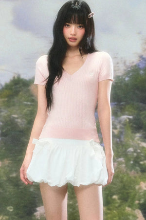 Knit V Neck Summer Top Set-Up