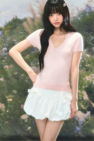 Knit V Neck Summer Top Set-Up