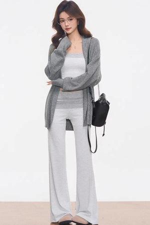 Knitted Camisole and Flared Pants Set-Up