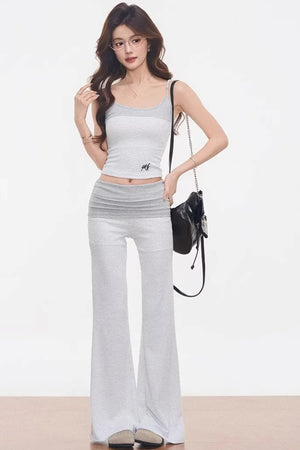 Knitted Camisole and Flared Pants Set-Up