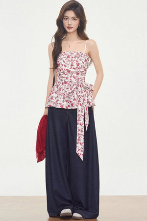 Knitted Cardigan Floral Dress Set-Up