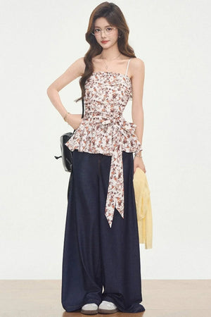 Knitted Cardigan Floral Dress Set-Up
