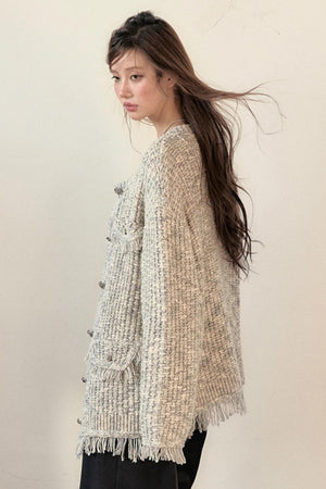 Knitted Cardigan With Scarf Set-Up