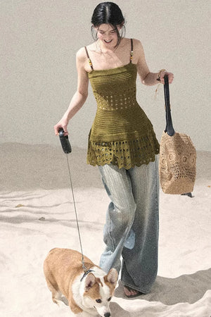 Knitted Hollow-Out Summer Top
