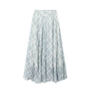 Knitted Off-Shoulder Top and Plaid Skirt Set-Up