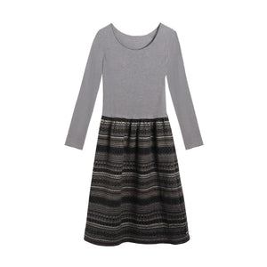 Knitted Patchwork Slim Dress Set-Up
