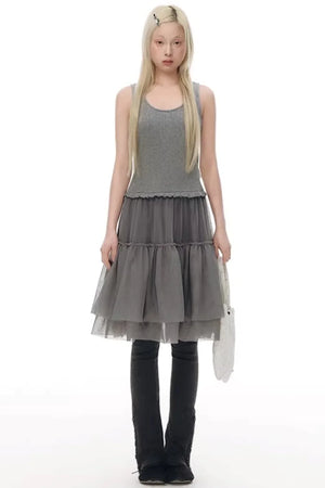 Knitted Patchwork Vest Dress