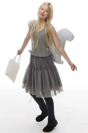 Knitted Patchwork Vest Dress