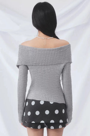 Korean Asymmetrical Knitted Top Set-Up