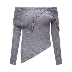 Korean Asymmetrical Knitted Top Set-Up