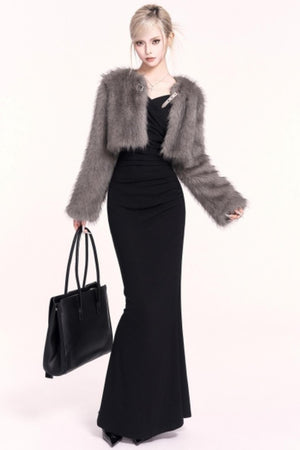 Korean High-End Cropped Fur Jacket