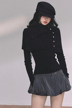 Korean Knit T-Shirt Shawl Set