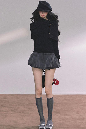 Korean Knit T-Shirt Shawl Set