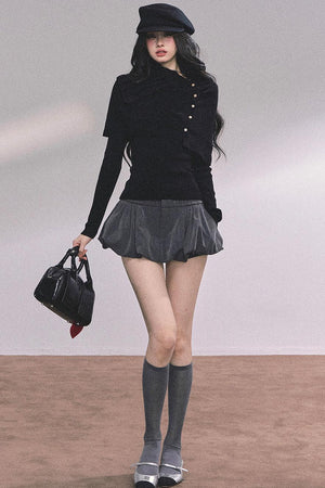 Korean Knit T-Shirt Shawl Set
