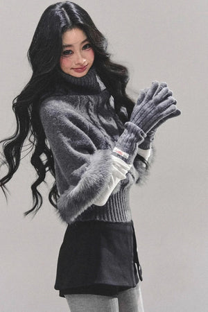 Korean Mohair Turtleneck Sweater