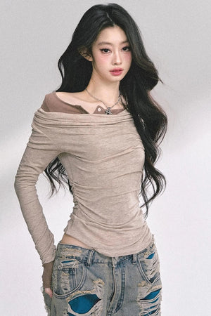 Korean Off-The-Shoulder Black Top