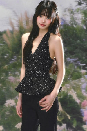 Korean Polka-Dot Ruffled Camisole