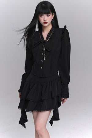 Korean Style Shirt & Skirt Set-Up