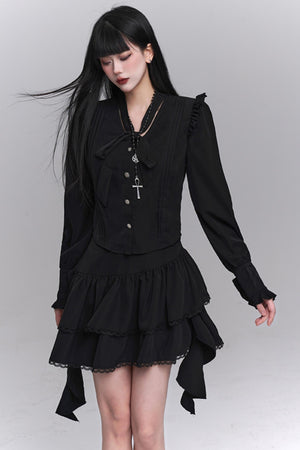 Korean Style Shirt & Skirt Set-Up