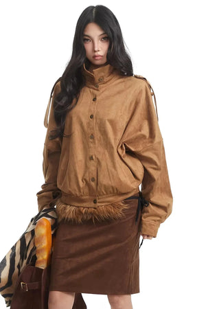 Korean Suede Retro Jacket Set-Up