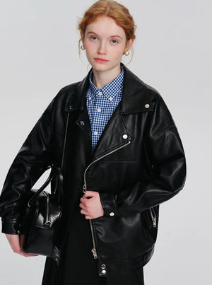 Korean version short leather jacket