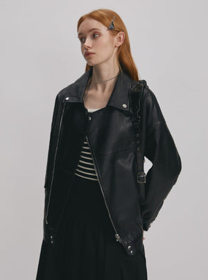 Korean version short leather jacket